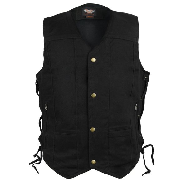 Black Denim Vest with Ten Pockets including concealed carry pockets - Picture 1 of 5